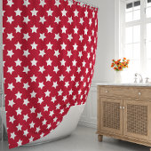 Rote und weiße Sterne Duschvorhang
