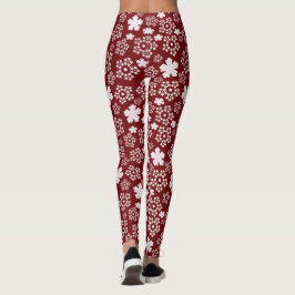 Rote und weiße Sterne und Schneeflocken Wintermust Leggings