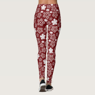 Rote und weiße Sterne und Schneeflocken Wintermust Leggings