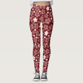 Rote und weiße Sterne und Schneeflocken Wintermust Leggings (Vorderseite)
