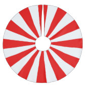 Rote und weiße Sternexplosion Streifen Polyester Weihnachtsbaumdecke (Vorderseite)