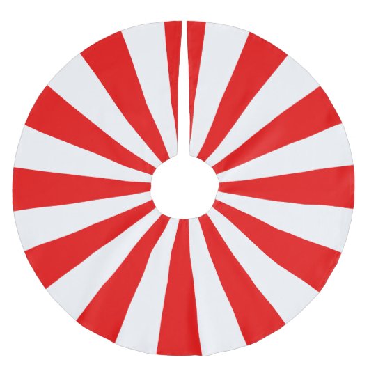 Rote und weiße Sternexplosion Streifen Polyester Weihnachtsbaumdecke (Vorderseite)