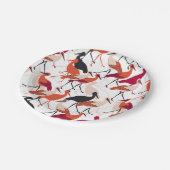Rote und weiße Storchvögel Nahtlose Muster Pappteller (Schrägansicht)