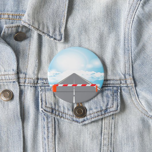 Rote und weiße Straßensperre blockiert Button