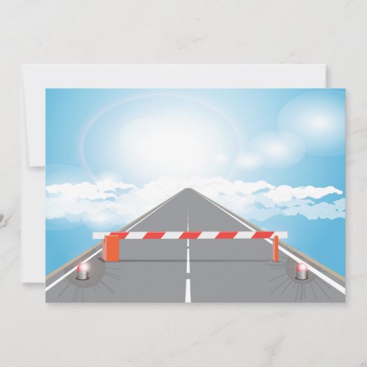 Rote und weiße Straßensperre blockiert Einladung (Vorderseite)