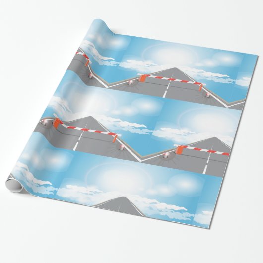 Rote und weiße Straßensperre blockiert Geschenkpapier (Ungerollt)