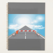 Rote und weiße Straßensperre blockiert Planer (Vorderseite)