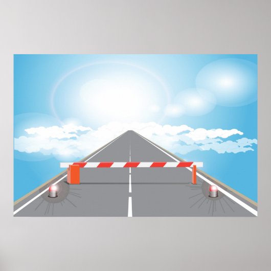 Rote und weiße Straßensperre blockiert Poster (Vorne)