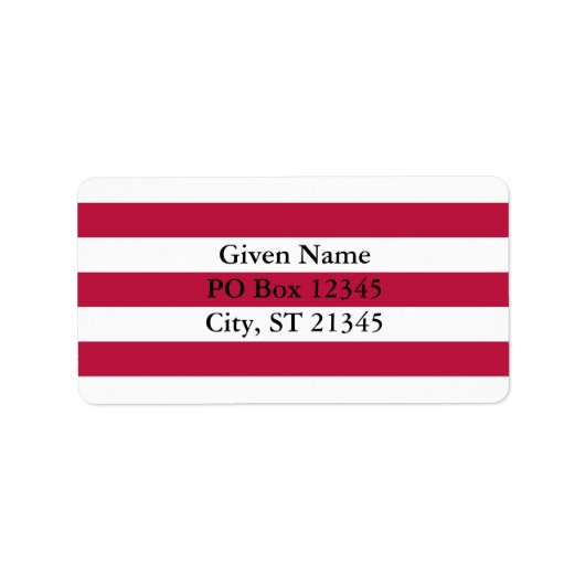 Rote und weiße Streifen Adressaufkleber (Vorne)