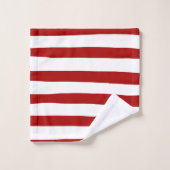 Rote und weiße Streifen Badhandtuch Set (Waschlappen)