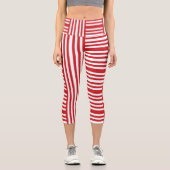 Rote und weiße Streifen Capri Leggings (Vorderseite)