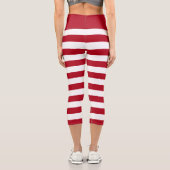 Rote und weiße Streifen Elfkostüme Capri Leggings (Rückseite)