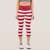Rote und weiße Streifen Elfkostüme Capri Leggings (Vorderseite)