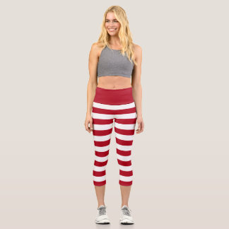 Rote und weiße Streifen Elfkostüme Capri Leggings