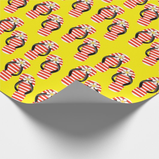 Rote und weiße Streifen Flip Flops Geschenkpapier (Ecke)
