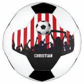 Rote und weiße Streifen Fußballfans und Fußball (Vorderseite)