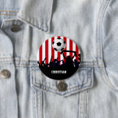 Rote und weiße Streifen Fußballfans und Fußball Button (Beispiel)