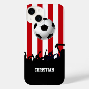 Rote und weiße Streifen Fußballfans und Fußball Case-Mate iPhone Hülle