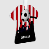 Rote und weiße Streifen Fußballfans und Fußball Ornament (Vorderseite)