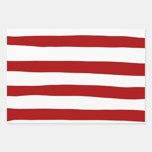 Rote und weiße Streifen Geschenkpapier Set (Vorderseite 3)