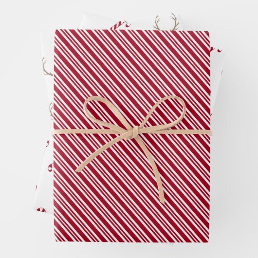 Rote und weiße Streifen Geschenkpapier Set (Beispiel)
