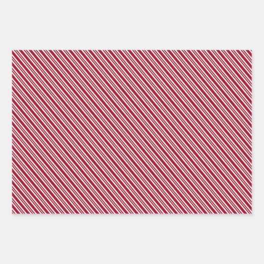 Rote und weiße Streifen Geschenkpapier Set (Vorderseite)