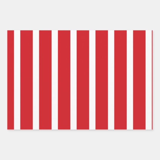 Rote und weiße Streifen Geschenkpapier Set (Vorderseite)