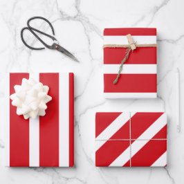 Rote und weiße Streifen Geschenkpapier Set