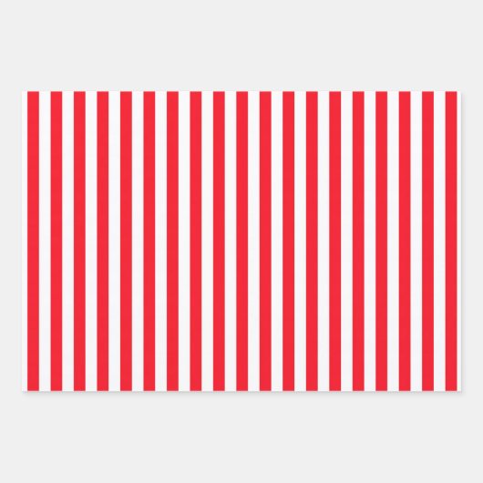 Rote und weiße Streifen Geschenkpapier Set (Vorderseite)