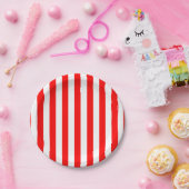 Rote und weiße Streifen großer Größe Pappteller (Party)