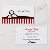 Rote und weiße Streifen Haarsalonschere Visitenkarte (Vorne/Hinten)