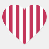 Rote und weiße Streifen Herz-Aufkleber (Vorderseite)