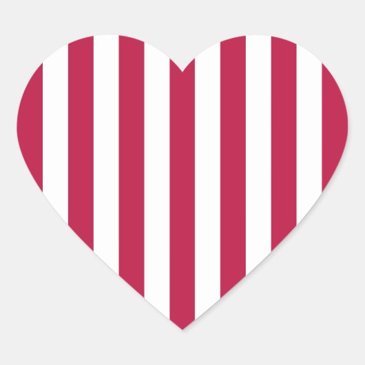 Rote und weiße Streifen Herz-Aufkleber (Vorderseite)