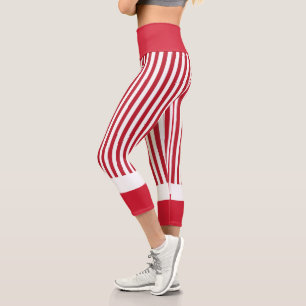 Rote und weiße Streifen Hochgebranntes Riesengebir Capri Leggings