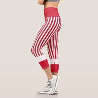Rote und weiße Streifen Hochgebranntes Riesengebir Capri Leggings