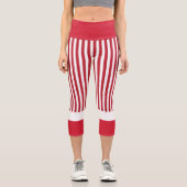 Rote und weiße Streifen Hochgebranntes Riesengebir Capri Leggings (Vorderseite)