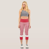 Rote und weiße Streifen Hochgebranntes Riesengebir Capri Leggings (Vorderseite)