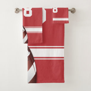 Rote und weiße Streifen Jersey Football Badhandtuch Set
