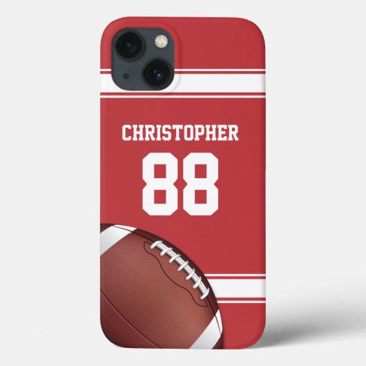 Rote und weiße Streifen Jersey Football Case-Mate iPhone Hülle (Rückseite)