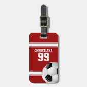 Rote und weiße Streifen Jersey Fußball Gepäckanhänger (Vorderseite vertikal)