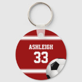 Rote und weiße Streifen Jersey Fußball Schlüsselanhänger (Rückseite)