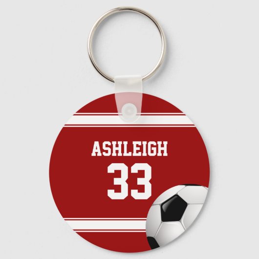 Rote und weiße Streifen Jersey Fußball Schlüsselanhänger (Rückseite)