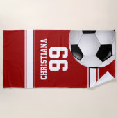 Rote und weiße Streifen Jersey Fußball Strandtuch (Vorderseite)