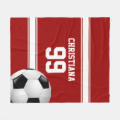 Rote und weiße Streifen Jersey Soccer Ball Fleecedecke (Vorderseite (Horizontal))