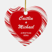 Rote und weiße Streifen - kundenspezifisch Keramik Ornament (Hinten)