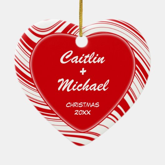 Rote und weiße Streifen - kundenspezifisch Keramik Ornament (Hinten)