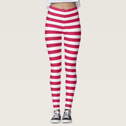 Rote und weiße Streifen Leggings (Vorderseite)