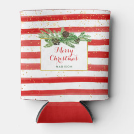 Rote und weiße Streifen mit Gold- und Pinienfüßen Dosenkühler