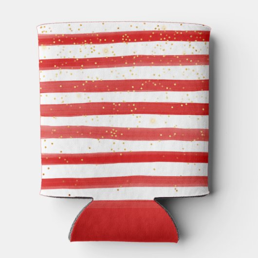 Rote und weiße Streifen mit Gold- und Pinienfüßen Dosenkühler (Rückseite)