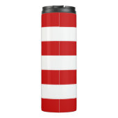 Rote und weiße Streifen mit Ihrem Namen Thermosbecher (Rückseite)